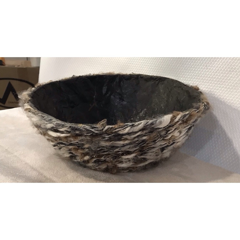 OOAK Yarn Wrapped Gourd Bowl Local Artist DM Novak Dennis Zopp Handmade Art